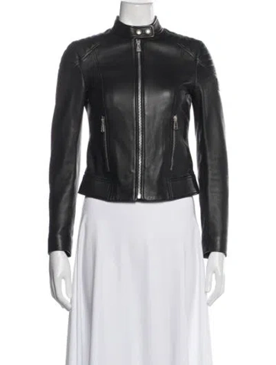 Pre-owned Belstaff Leather Biker Jacket In Gray