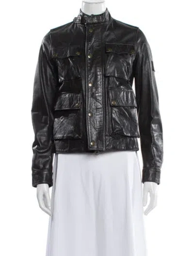Pre-owned Belstaff Leather Biker Jacket In Gray