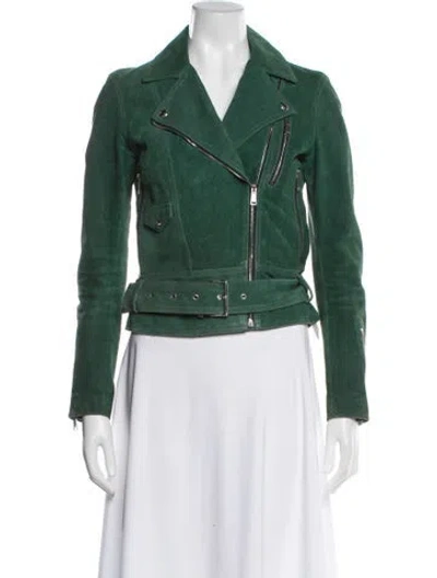 Pre-owned Belstaff Leather Biker Jacket In Green