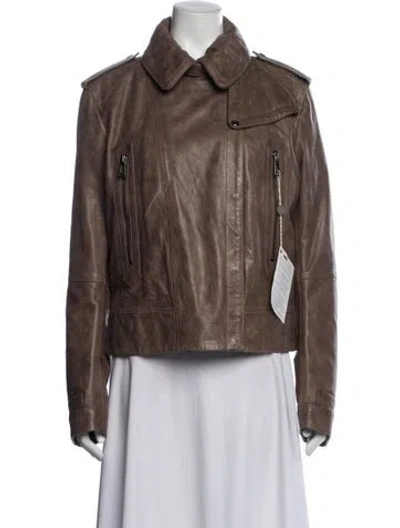 Pre-owned Belstaff Leather Biker Jacket W/ Tags In Brown