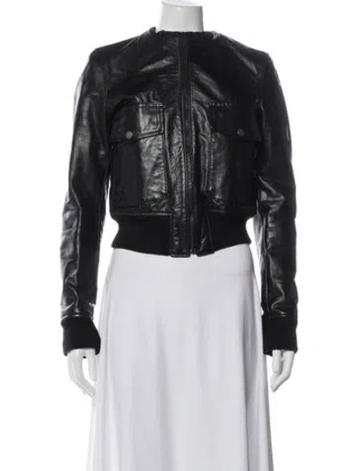 Pre-owned Belstaff Leather Bomber Jacket In Black