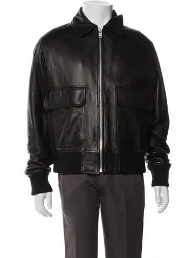 Pre-owned Belstaff Leather Bomber Jacket W/ Tags In Black