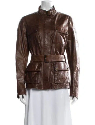 Pre-owned Belstaff Leather Coat In Brown