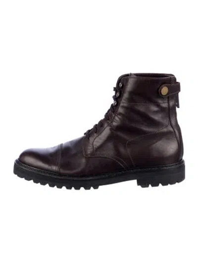 Pre-owned Belstaff Leather Combat Boots In Black