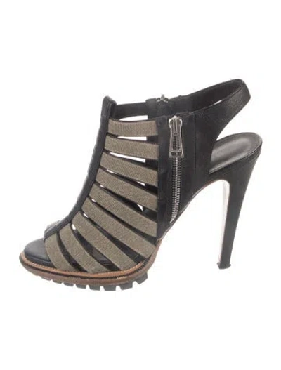Pre-owned Belstaff Leather Cutout Accent Slingback Pumps In Green