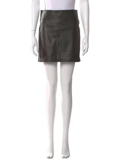 Pre-owned Belstaff Leather Mini Skirt W/ Tags In Gray