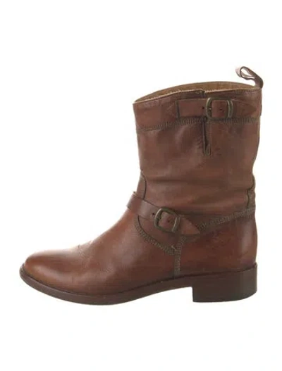 Pre-owned Belstaff Leather Moto Boots In Brown