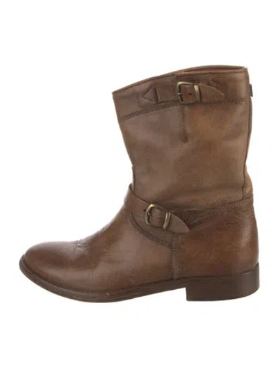 Pre-owned Belstaff Leather Moto Boots In Brown