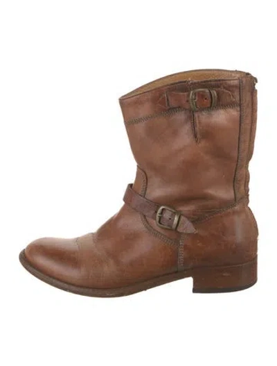 Pre-owned Belstaff Leather Moto Boots In Brown