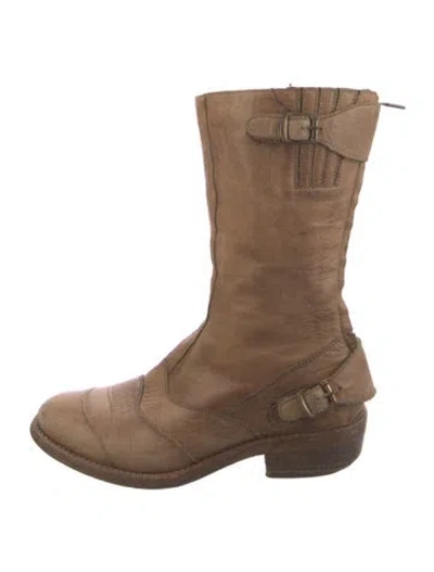 Pre-owned Belstaff Leather Moto Boots In Brown