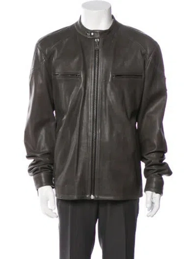 Pre-owned Belstaff Leather Moto Jacket In Gray
