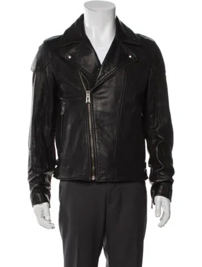 Pre-owned Belstaff Leather Moto Jacket In Gray