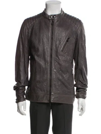 Pre-owned Belstaff Leather Moto Jacket W/ Tags In Brown