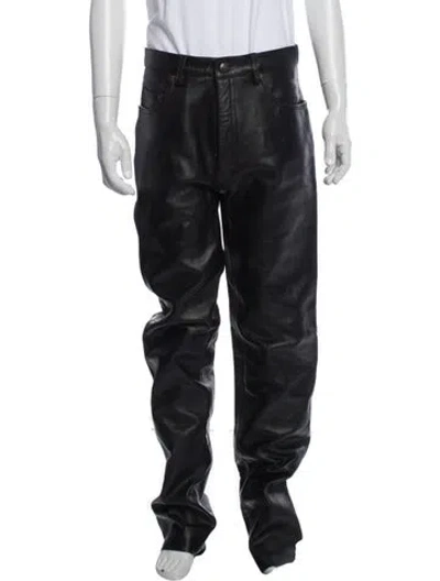 Pre-owned Belstaff Leather Moto Pants In Blue