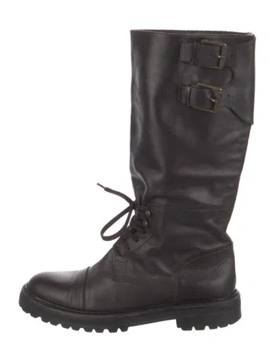 Pre-owned Belstaff Leather Riding Boots In Grey