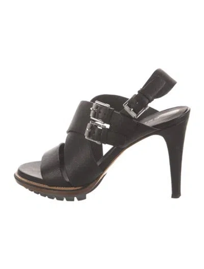 Pre-owned Belstaff Leather Slingback Sandals In Brown