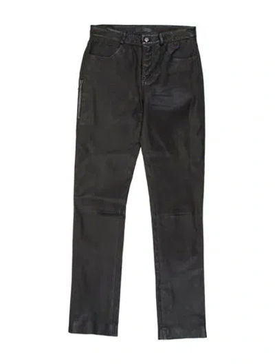 Pre-owned Belstaff Leather Straight Leg Pants In Black