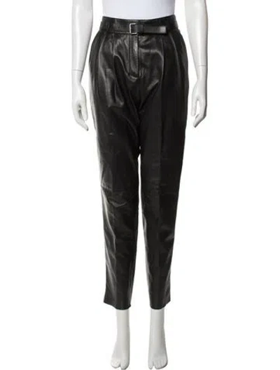 Pre-owned Belstaff Leather Straight Leg Pants In Black
