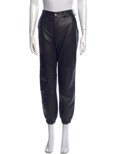 Pre-owned Belstaff Leather Straight Leg Pants In Black