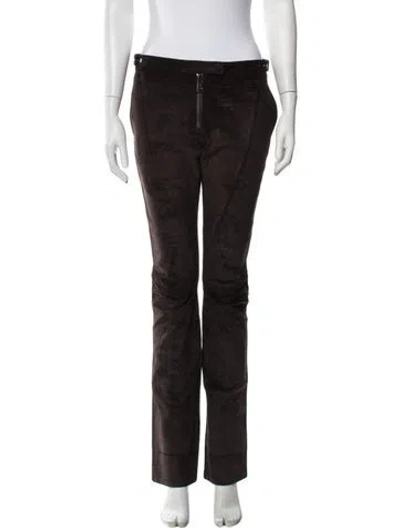 Pre-owned Belstaff Leather Straight Leg Pants In Brown