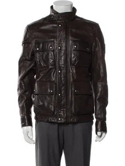 Pre-owned Belstaff Leather Utility Jacket In Brown