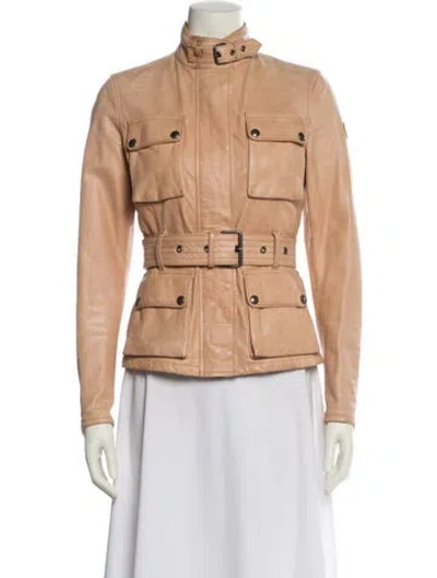Pre-owned Belstaff Leather Utility Jacket In Neutral
