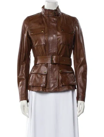 Pre-owned Belstaff Leather Utility Jacket W/ Tags In Brown
