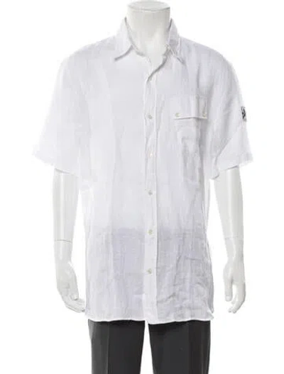 Pre-owned Belstaff Linen Short Sleeve Dress Shirt W/ Tags In White