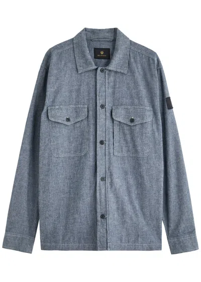 Belstaff Logo Chambray Overshirt In Denim