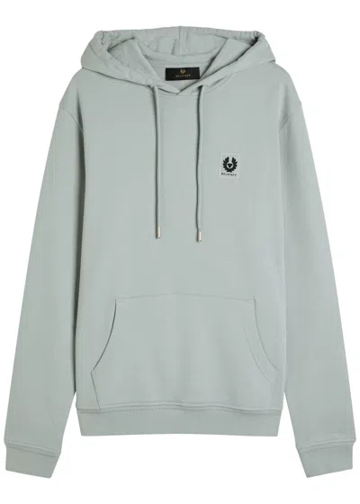 Belstaff Logo Hooded Cotton Sweatshirt In Blue