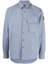 Belstaff Logo-patch Button-up Cotton Shirt In Blue