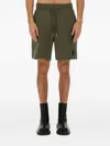 Belstaff Logo Embroidered Bermuda Shorts In Green