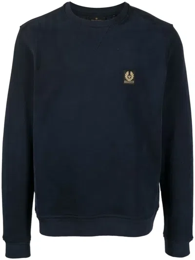 Belstaff Logo Print Jersey Sweatshirt In Navy