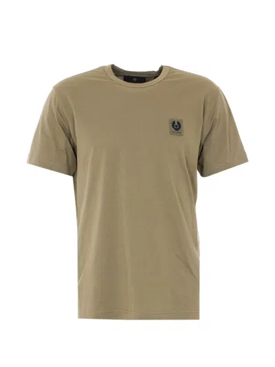 Belstaff Logo-patch Crew-neck T-shirt In Brown