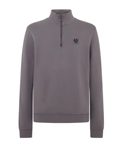 Belstaff Logo-patch Stand-collar Sweatshirt In Gray