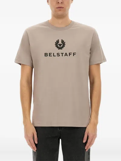 Belstaff T-shirt With Logo In Cream
