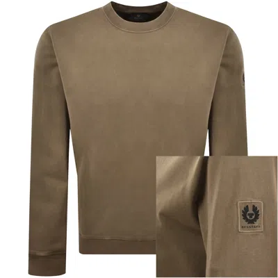 Belstaff Logo Sweatshirt Khaki In Brown