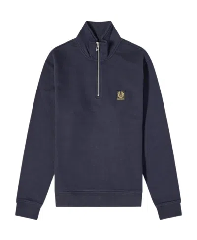 Belstaff Logo Zipper Sports Sweater In Black