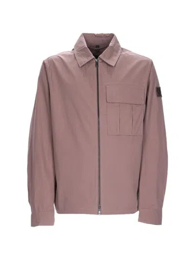 Belstaff Logo-patch Flap-pocket Cargo Shirt In Pink