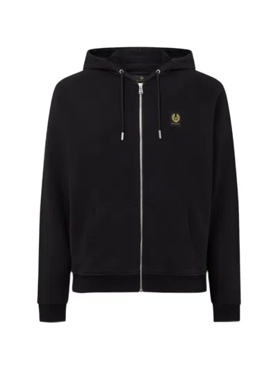 Belstaff Logo-patch Zip-up Hoodie In Black