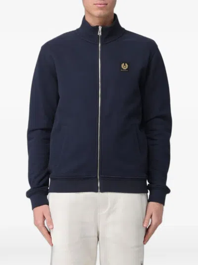 BELSTAFF LOGO-PATCH ZIP-UP SWEATSHIRT