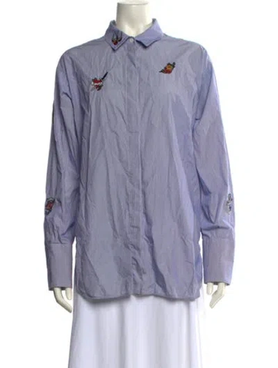 Pre-owned Belstaff Long Sleeve Button-up Top In Blue