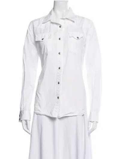 Pre-owned Belstaff Long Sleeve Button-up Top In White