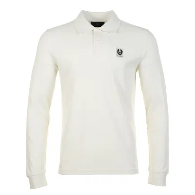 Belstaff Long Sleeve Polo Shirt Silver Birch In Multi