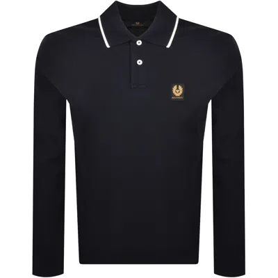 Belstaff Long Sleeve Polo T Shirt Navy In Black