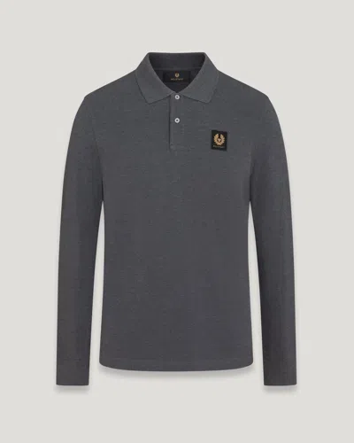 Belstaff Long Sleeved Polo In Charcoal Heather