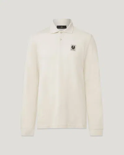 Belstaff Long Sleeved Polo Cotton Pique In Silver