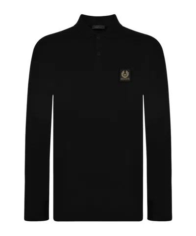 Belstaff Long Sleeved Polo Shirt In Black