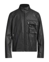 Belstaff Man Jacket Black Size 42 Cotton, Polyurethane In Black