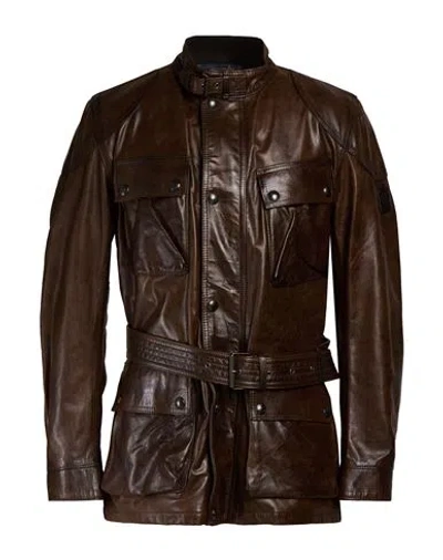 Belstaff Man Jacket Brown Size 40 Cow Leather
